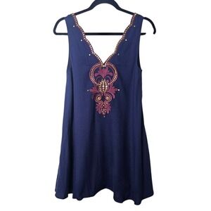 NWT Lilly Pulitzer Navy Owen‎ Dress Embroidered Sleeveless Mini Casual XS 27766